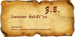 Zentner Balázs névjegykártya